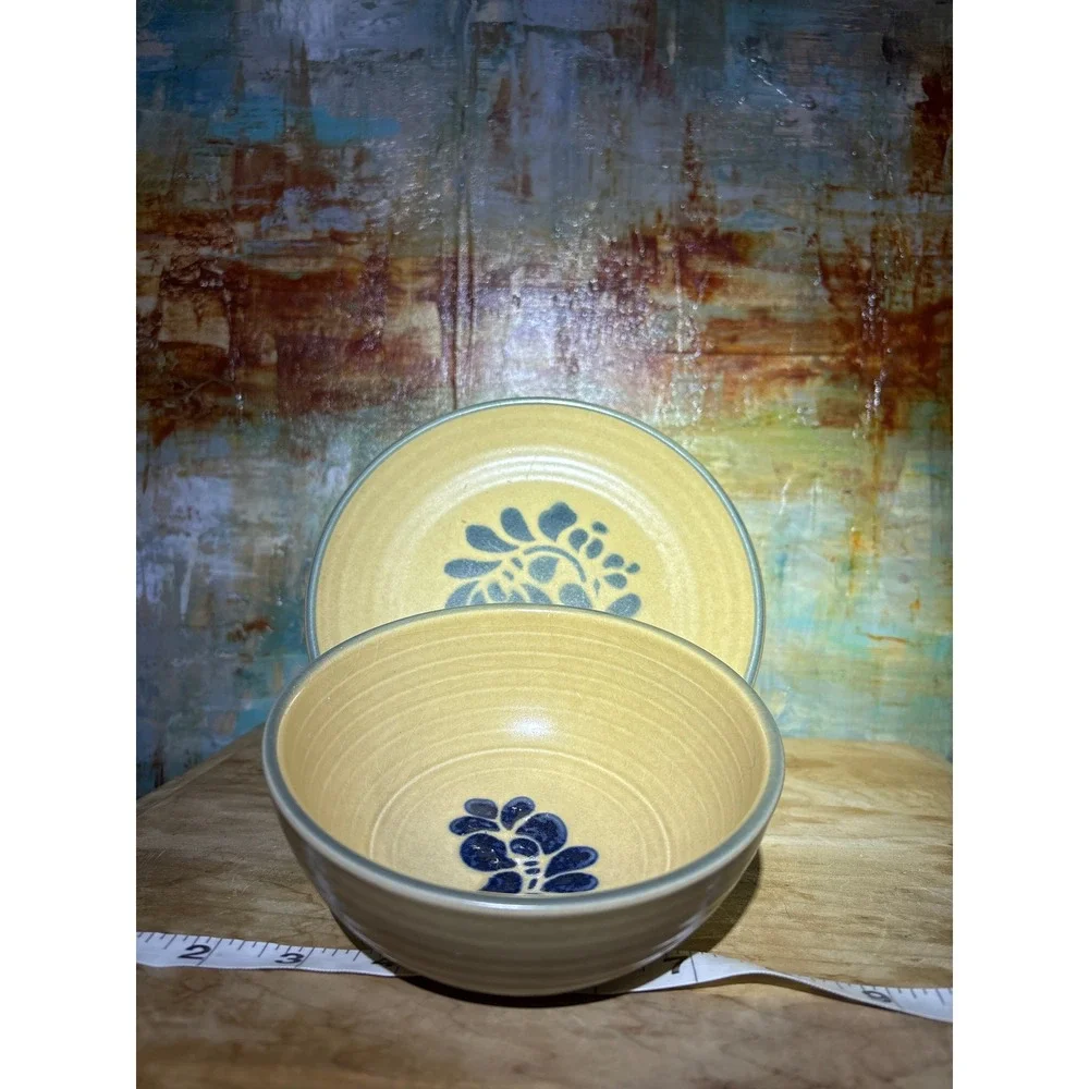 Pfaltzgraff FolkArt Soup Cereal Bowl‎ 009 and Bread Plate Set Vintage USA Made